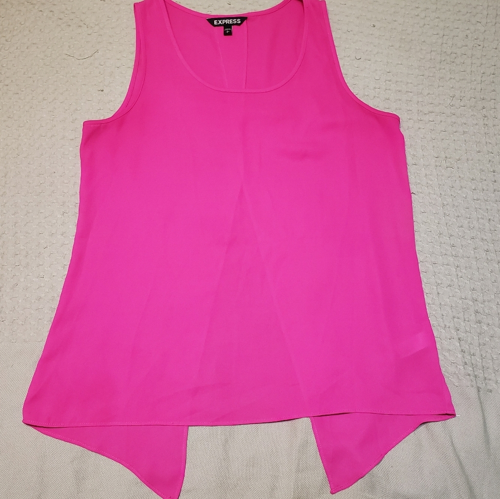 Express Bright Pink High-Low Split Back Layered Tank Top S
